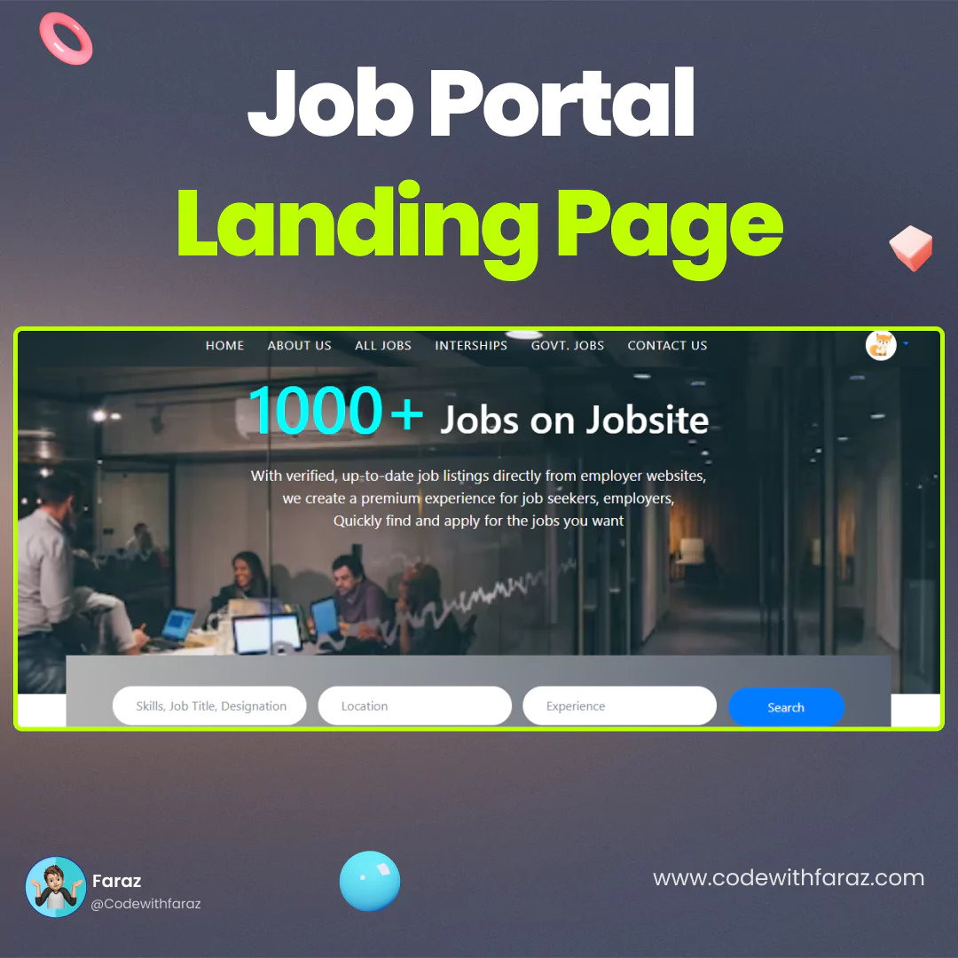 create a job portal landing page using html, css, and javascript.webp